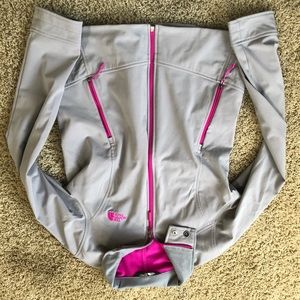 North Face light wait lined jacket w/  pink detail